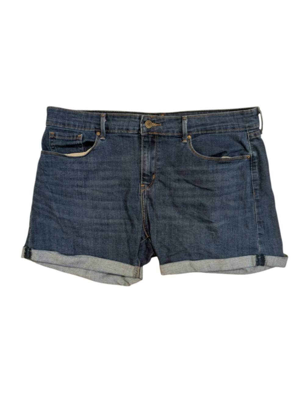 Levi Strauss Signature Blue Mid Rise Jean Shorts Size 14 - Picture 1 of 9
